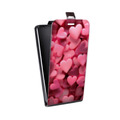 Дизайнерский вертикальный чехол-книжка для HTC Desire 601 розовые сердечки