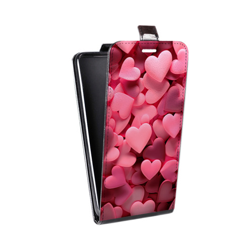 Дизайнерский вертикальный чехол-книжка для HTC Desire 601 розовые сердечки