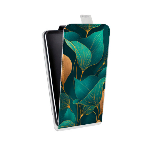 Дизайнерский вертикальный чехол-книжка для HTC Desire 601 Листья и золото