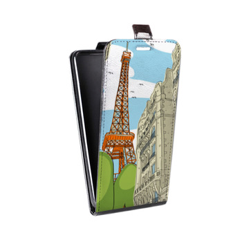 Дизайнерский вертикальный чехол-книжка для Iphone 7 Столичные зарисовки (на заказ)