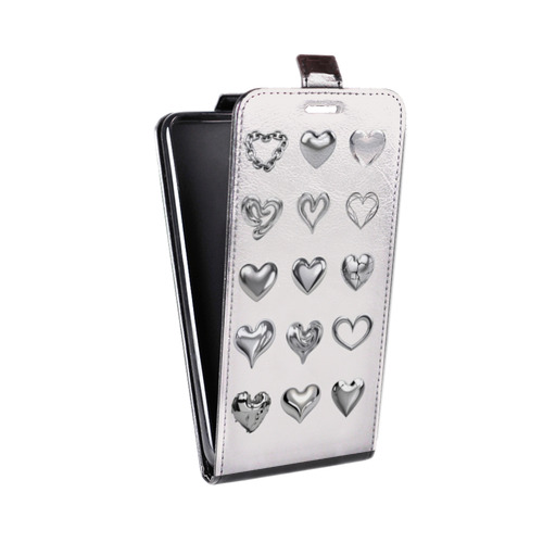 Дизайнерский вертикальный чехол-книжка для HTC Desire 601 Y2K сердечки