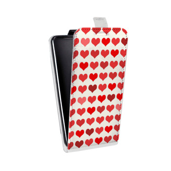 Дизайнерский вертикальный чехол-книжка для Samsung Galaxy S6 Edge Сердечные узоры (на заказ)