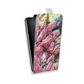 Дизайнерский вертикальный чехол-книжка для HTC Desire 400 Цветочные мазки