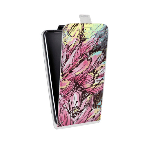 Дизайнерский вертикальный чехол-книжка для Iphone 12 Mini Цветочные мазки