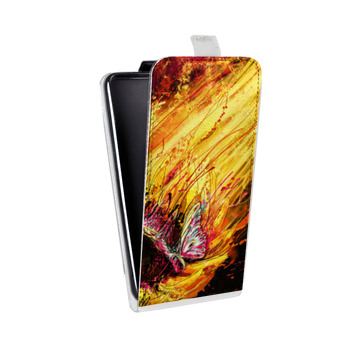 Дизайнерский вертикальный чехол-книжка для Huawei P10 Lite Цветочные мазки (на заказ)