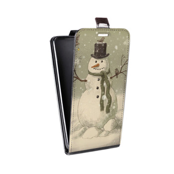 Дизайнерский вертикальный чехол-книжка для Iphone 5s Снеговики (на заказ)