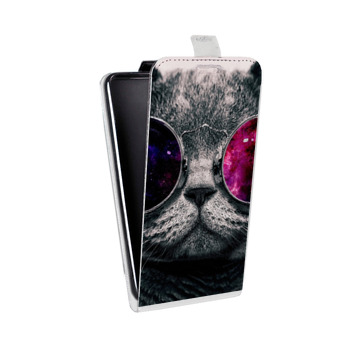 Дизайнерский вертикальный чехол-книжка для Sony Xperia Z3 Неоновый кот (на заказ)