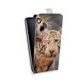 Дизайнерский вертикальный чехол-книжка для HTC Desire 400 Тигры