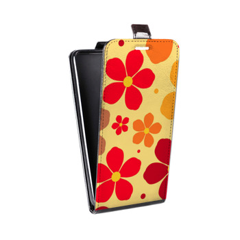 Дизайнерский вертикальный чехол-книжка для Alcatel One Touch Pop D5 Бежевые цветы (на заказ)