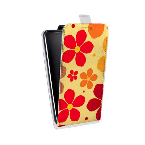 Дизайнерский вертикальный чехол-книжка для Iphone x10 Бежевые цветы