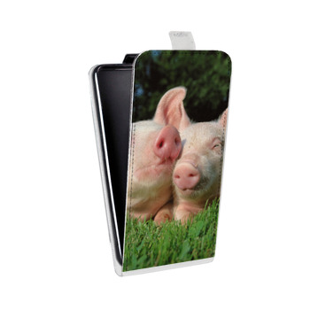 Дизайнерский вертикальный чехол-книжка для Huawei Y5 (2017) Свинки (на заказ)