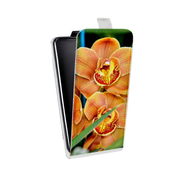 Дизайнерский вертикальный чехол-книжка для Samsung Galaxy J4 Орхидеи (на заказ)