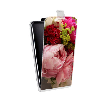 Дизайнерский вертикальный чехол-книжка для Samsung Galaxy S6 Edge Пионы (на заказ)