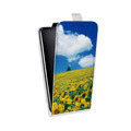 Дизайнерский вертикальный чехол-книжка для Sony Xperia go Подсолнухи