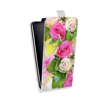 Дизайнерский вертикальный чехол-книжка для Samsung Galaxy J4 Розы (на заказ)