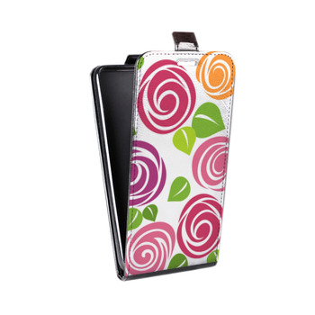 Дизайнерский вертикальный чехол-книжка для Iphone 7 Розы (на заказ)