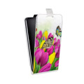 Дизайнерский вертикальный чехол-книжка для Iphone 12 Mini Тюльпаны