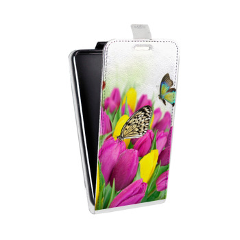 Дизайнерский вертикальный чехол-книжка для HTC Desire 626 Тюльпаны (на заказ)