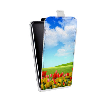 Дизайнерский вертикальный чехол-книжка для HTC One Mini Тюльпаны (на заказ)