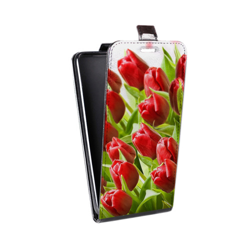 Дизайнерский вертикальный чехол-книжка для Alcatel Pop 4 Тюльпаны