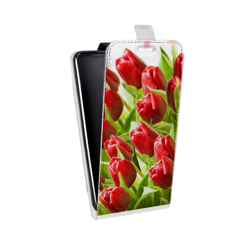 Дизайнерский вертикальный чехол-книжка для Alcatel 1C Тюльпаны