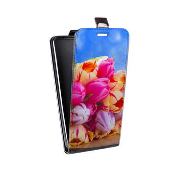 Дизайнерский вертикальный чехол-книжка для Samsung Galaxy Note 5 Тюльпаны (на заказ)
