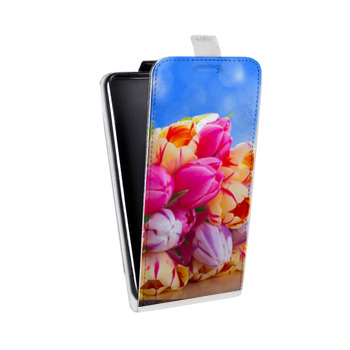 Дизайнерский вертикальный чехол-книжка для Huawei Honor 6C Pro Тюльпаны (на заказ)
