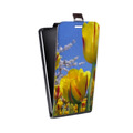 Дизайнерский вертикальный чехол-книжка для HTC One X10 Тюльпаны