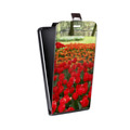 Дизайнерский вертикальный чехол-книжка для Microsoft Lumia 435 Тюльпаны