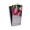 Дизайнерский вертикальный чехол-книжка для Alcatel 3 Тюльпаны
