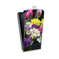 Дизайнерский вертикальный чехол-книжка для Samsung Galaxy Core Тюльпаны