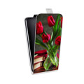 Дизайнерский вертикальный чехол-книжка для LG V10 Тюльпаны