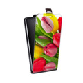 Дизайнерский вертикальный чехол-книжка для ASUS Zenfone Go Тюльпаны