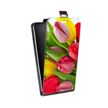 Дизайнерский вертикальный чехол-книжка для Samsung Galaxy J1 mini Prime (2016) Тюльпаны (на заказ)