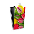 Дизайнерский вертикальный чехол-книжка для Iphone Xr Тюльпаны