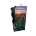 Дизайнерский вертикальный чехол-книжка для Huawei Honor 8C Тюльпаны
