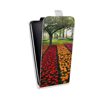 Дизайнерский вертикальный чехол-книжка для Samsung Galaxy S6 Edge Тюльпаны (на заказ)
