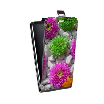 Дизайнерский вертикальный чехол-книжка для Iphone 7 Хризантемы (на заказ)