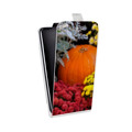 Дизайнерский вертикальный чехол-книжка для Iphone 5c Хризантемы