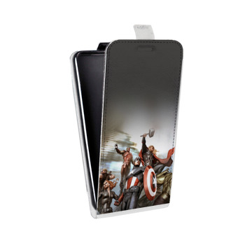 Дизайнерский вертикальный чехол-книжка для Samsung Galaxy Ace 3 Мстители (на заказ)