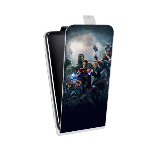 Дизайнерский вертикальный чехол-книжка для HTC Desire 12 Мстители