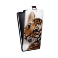 Дизайнерский вертикальный чехол-книжка для HTC Desire 400 Тигры