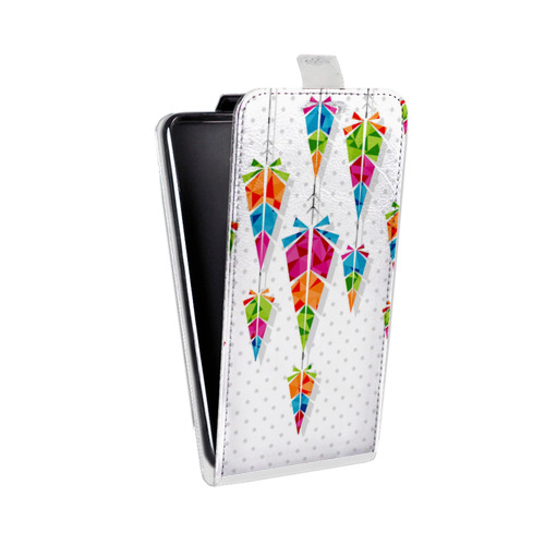 Дизайнерский вертикальный чехол-книжка для HTC Desire 601 Геометрические Перья