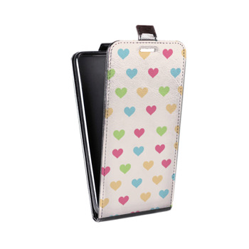 Дизайнерский вертикальный чехол-книжка для Alcatel One Touch Pop D5 Узорные сердечки (на заказ)