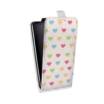 Дизайнерский вертикальный чехол-книжка для Samsung Galaxy S6 Edge Узорные сердечки (на заказ)