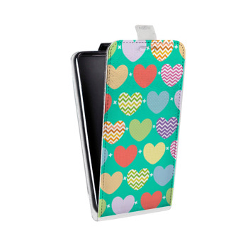 Дизайнерский вертикальный чехол-книжка для Samsung Galaxy S6 Edge Узорные сердечки (на заказ)