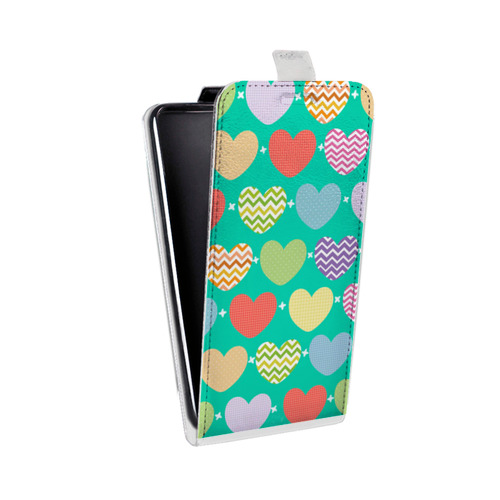 Дизайнерский вертикальный чехол-книжка для HTC Desire 601 Узорные сердечки