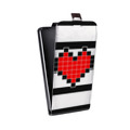 Дизайнерский вертикальный чехол-книжка для Motorola Moto E7 Plus Пиксельные сердца