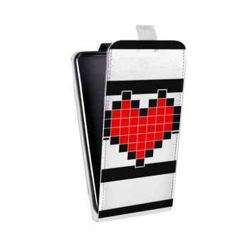 Дизайнерский вертикальный чехол-книжка для Alcatel One Touch Pop D5 Пиксельные сердца (на заказ)