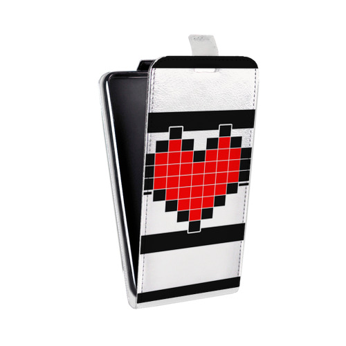 Дизайнерский вертикальный чехол-книжка для Alcatel One Touch Pop C9 Пиксельные сердца